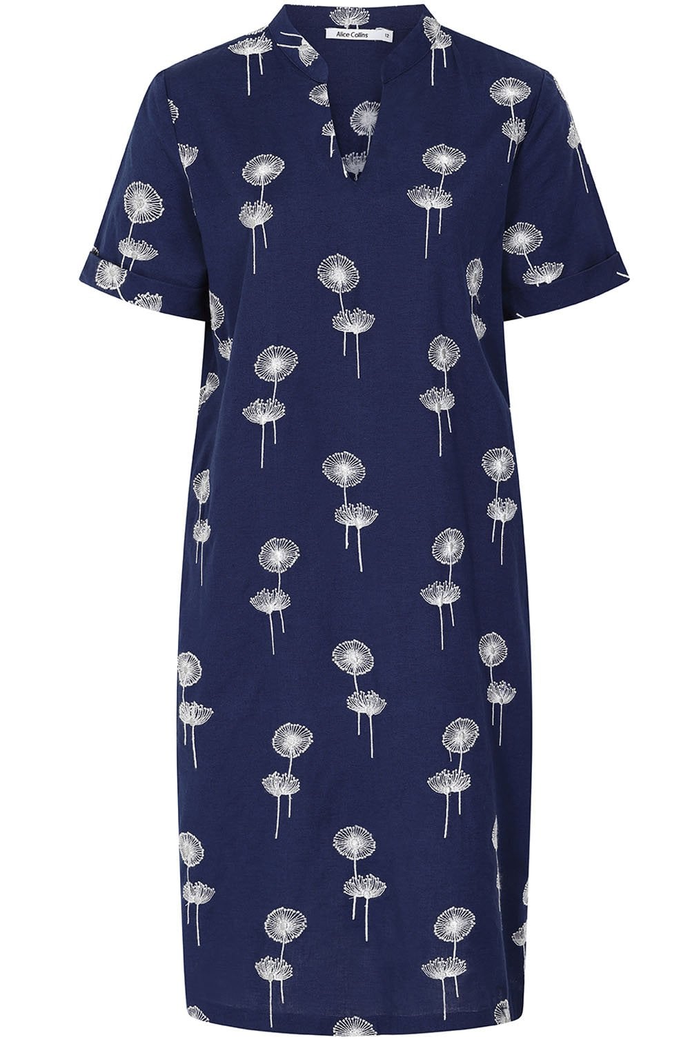 Midnight Blue Dandelion Embroidered Hazel Dress