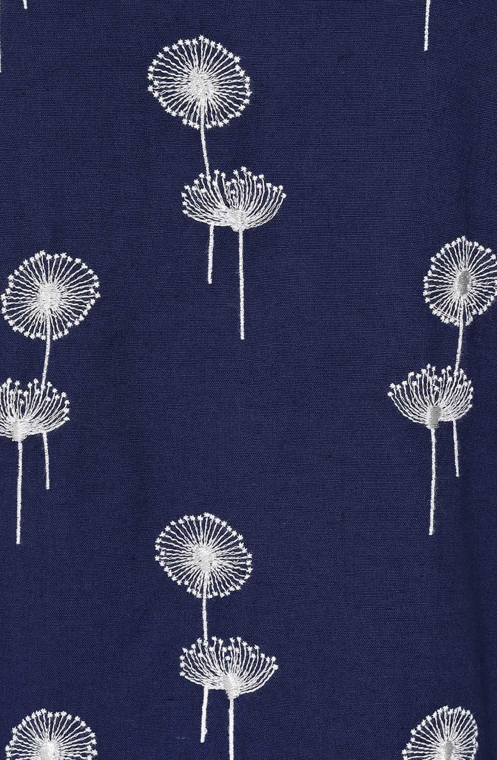 Midnight Blue Dandelion Embroidered Hazel Dress