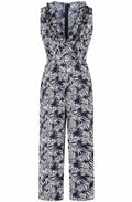 Midnight Palm Leaf Ruffle Jumpsuit