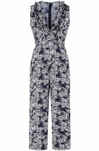 Midnight Palm Leaf Ruffle Jumpsuit