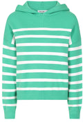 Mint and White Padstow Hooded Pullover