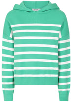Mint and White Padstow Hooded Pullover