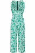 Mint Palm Leaf Kelly Ruffled Jumpsuit
