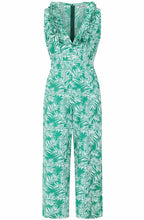Mint Palm Leaf Kelly Ruffled Jumpsuit
