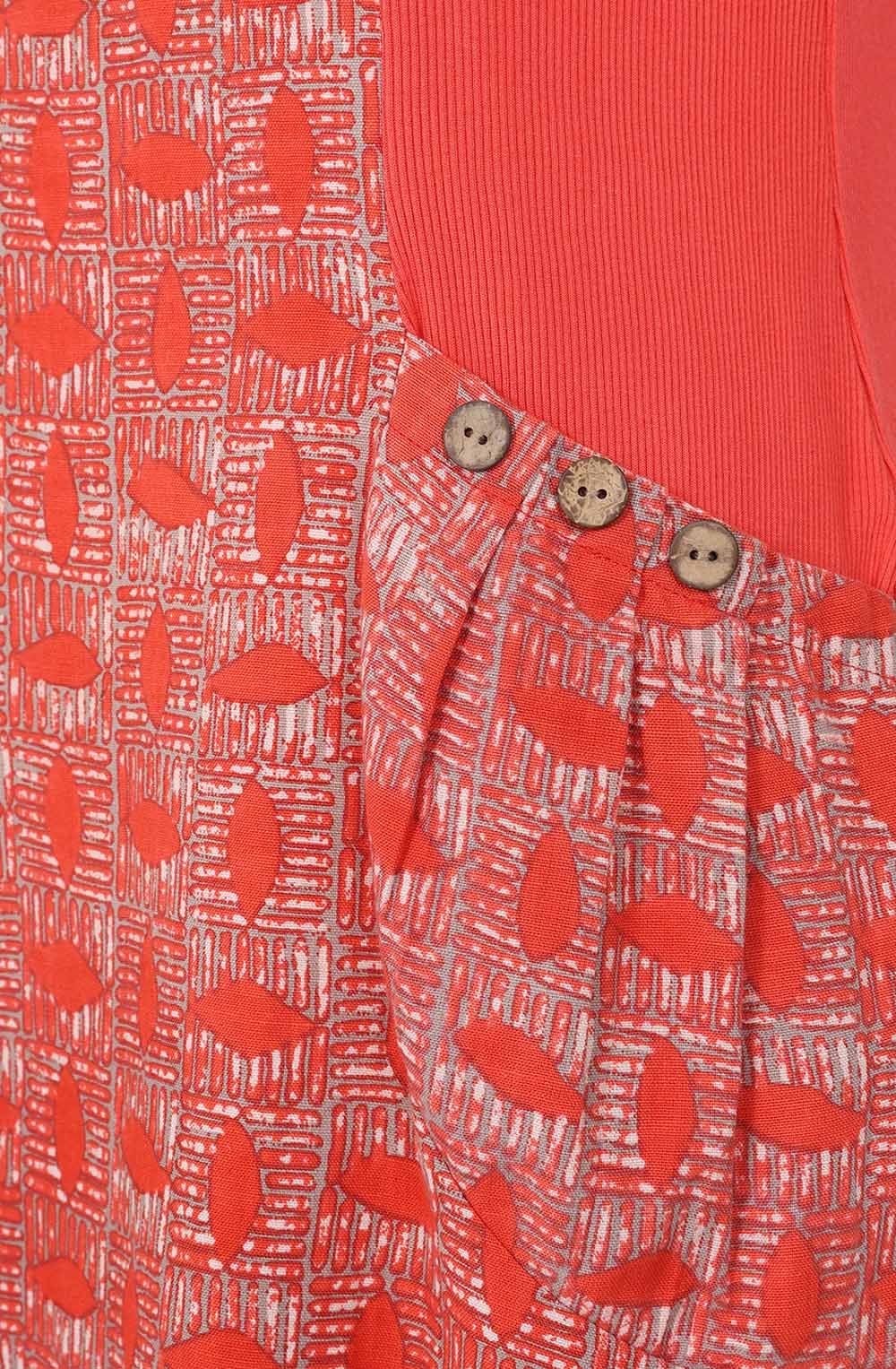 Red Batik Feather Shaped Hettie Dress