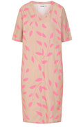 Roberta Latte and Pink Leaf Dress