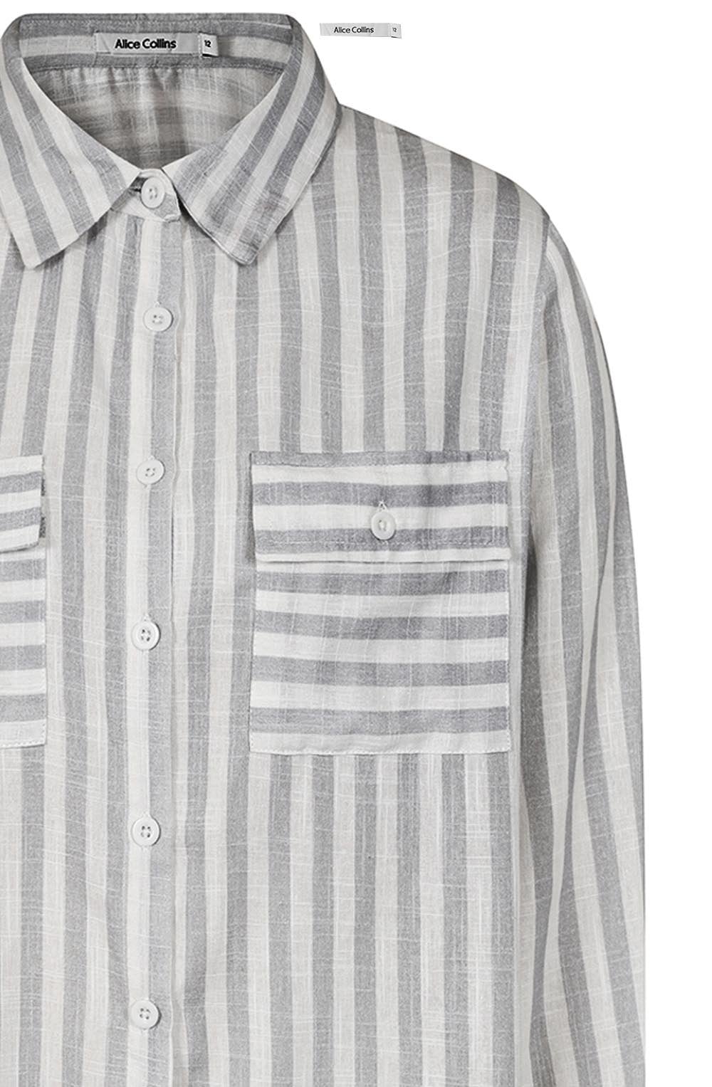 White and Dusky Grey Striped Rochelle Shirt