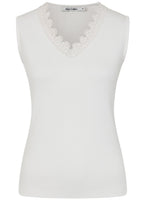 White Fern Lace Trim Top