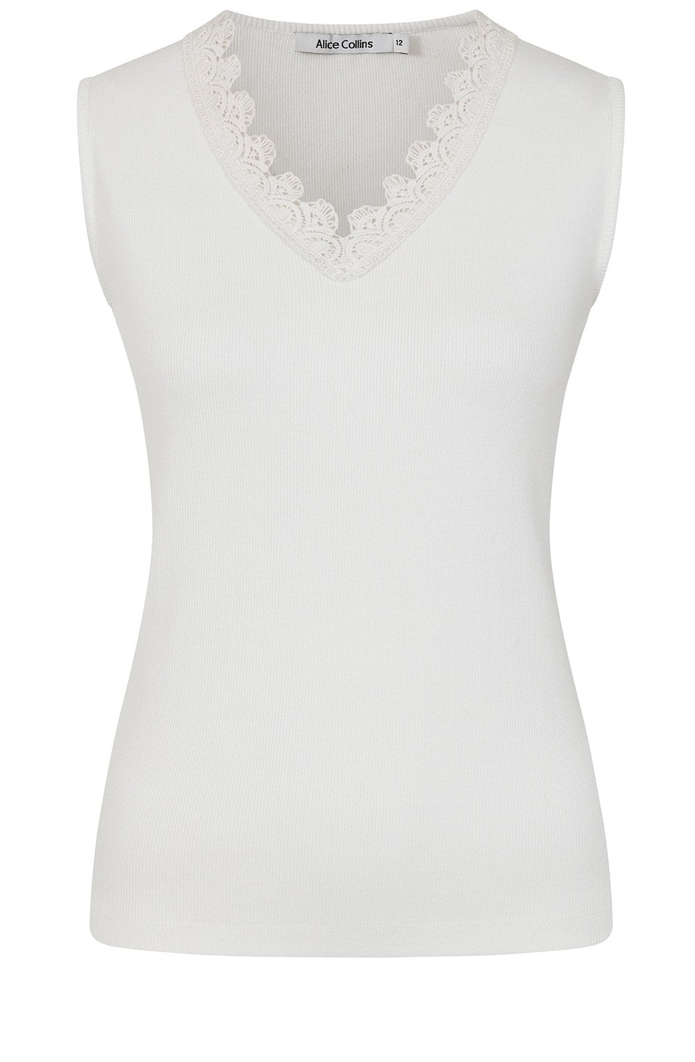 White Fern Lace Trim Top