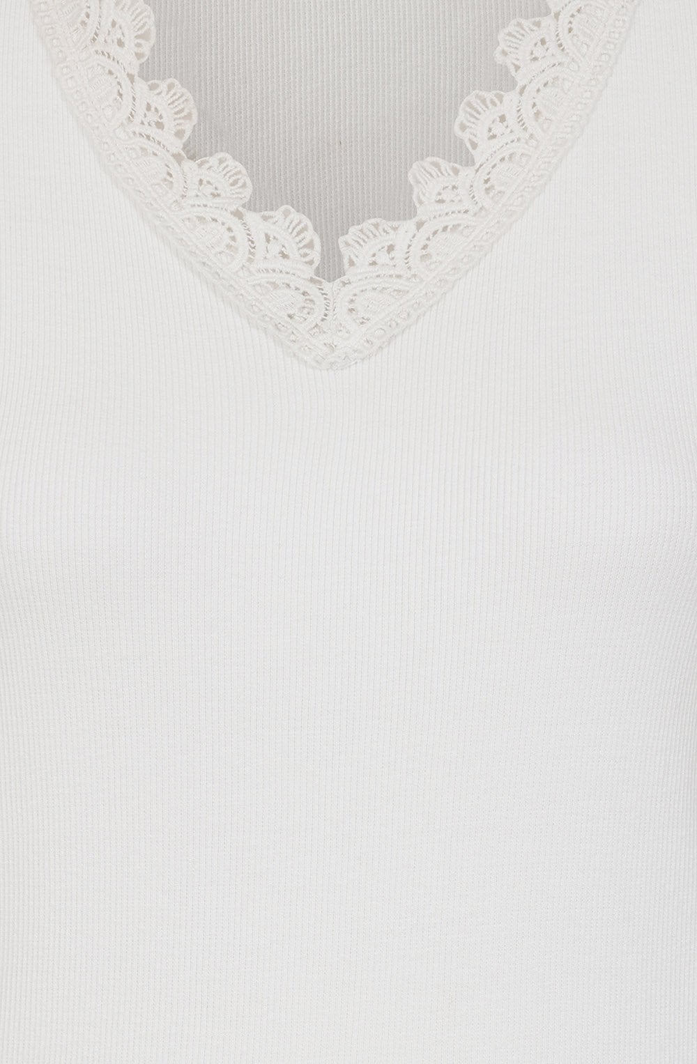 White Fern Lace Trim Top