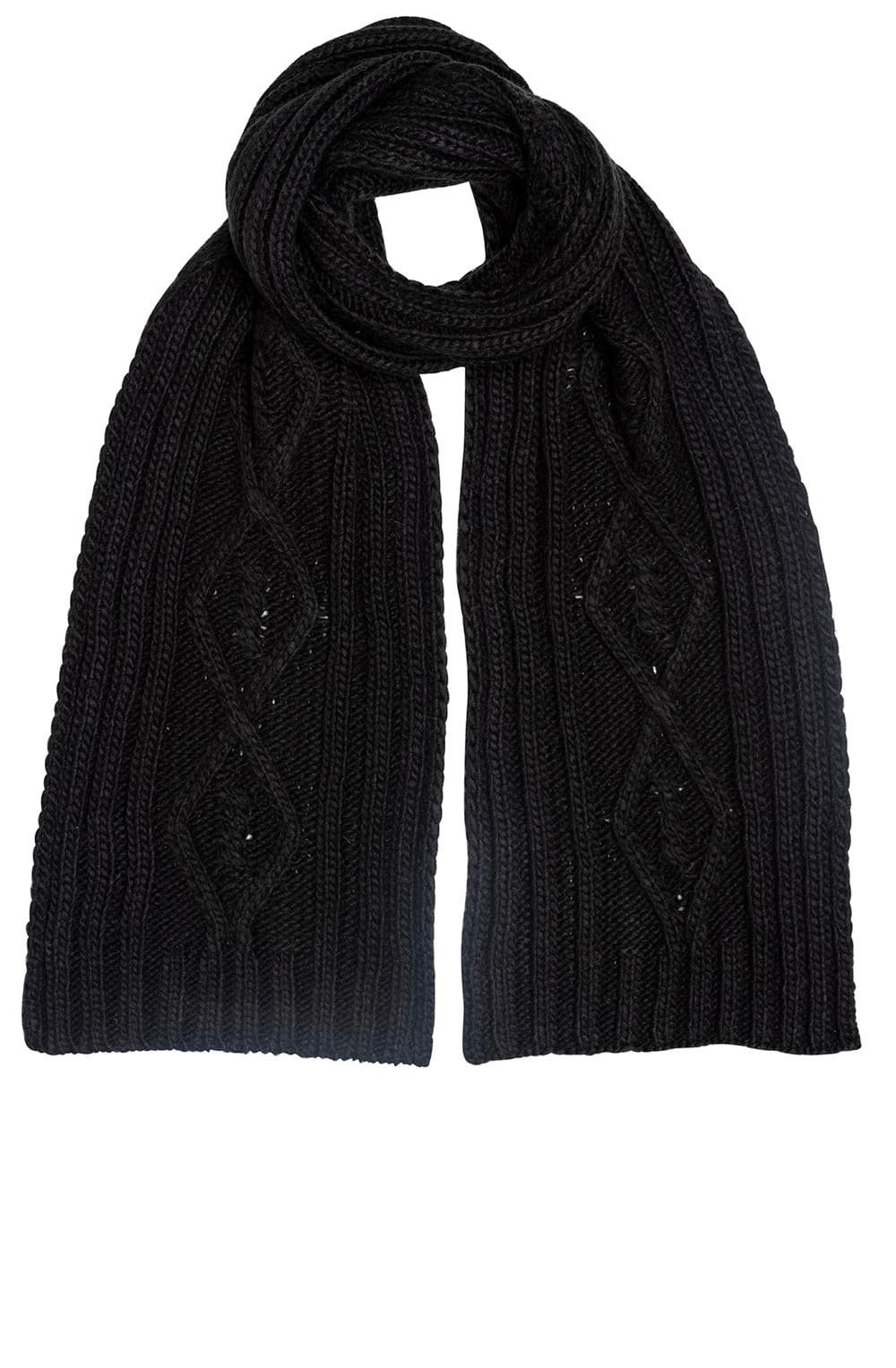 Cindy Black Cable Knit Scarf