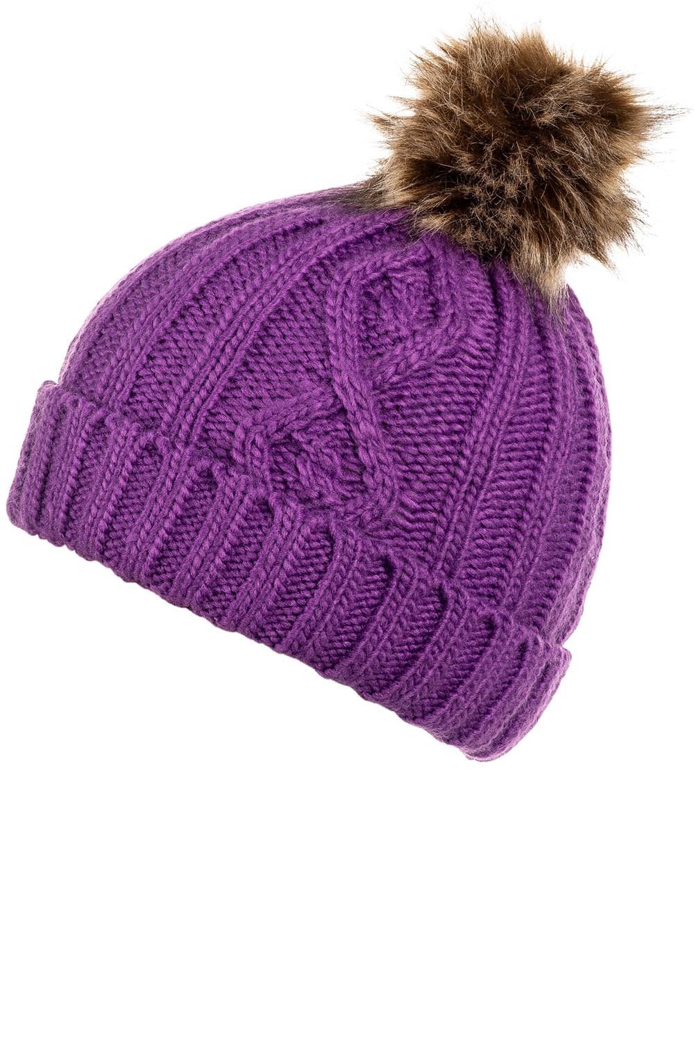 Cindy Purple Cable Knit Hat
