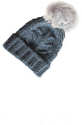 Grey Faux Fur Pompom Hat