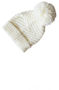Knitted Cream Pompom Hat