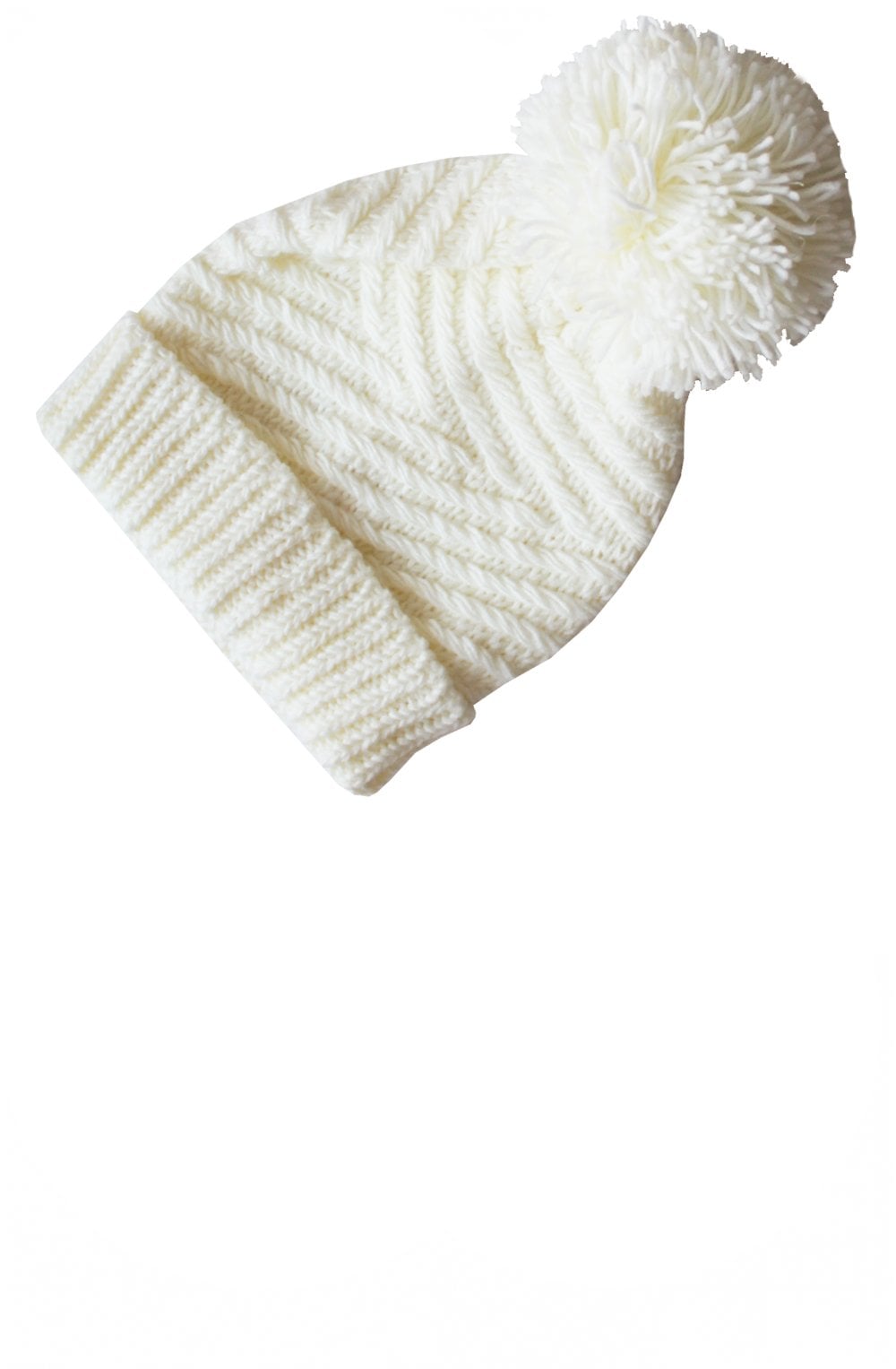 Knitted Cream Pompom Hat