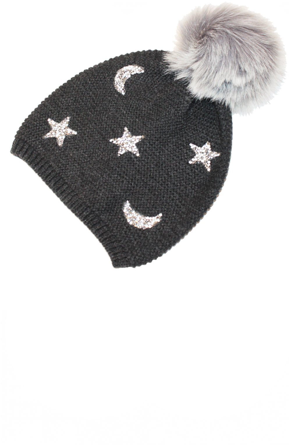 Star & Moon Grey Pompom Hat