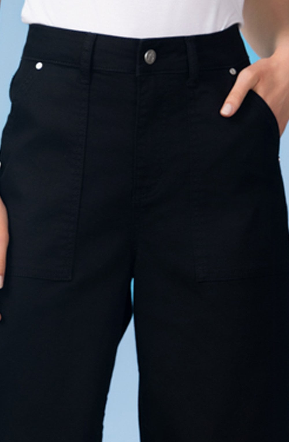Black High Waist Denim Culottes