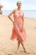 Coral and White Mix Layered Dress