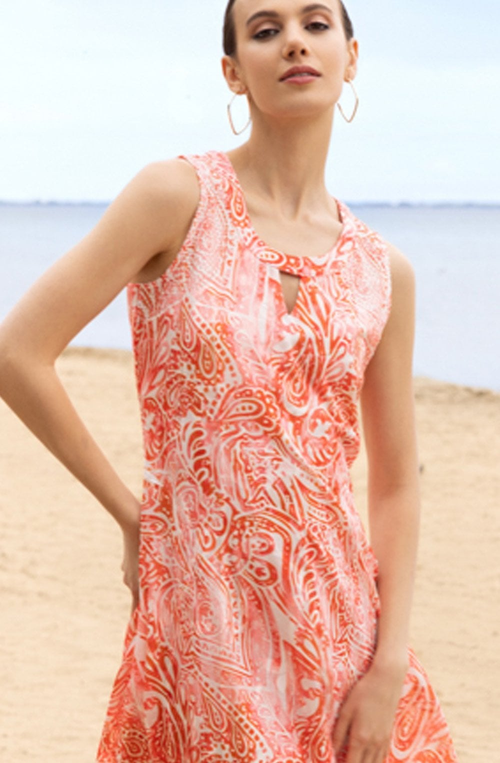 Coral and White Mix Layered Dress