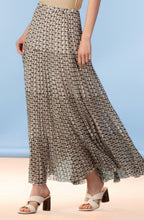 Khaki and Cream Tiered and Layered Maxi Skirt