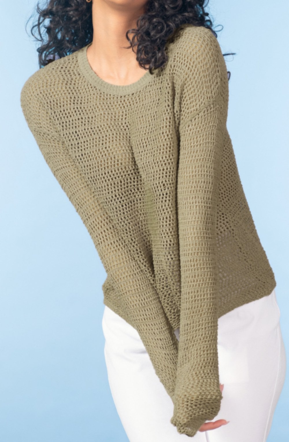 Khaki Open Weave Pullover