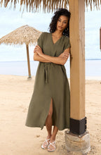 Khaki Relaxed Drawstring Waist Dress