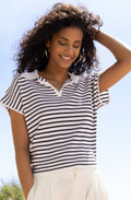 Monochrome Collared Short Sleeve Sweater