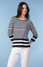 Navy and White Mixed Stripe Sleeve Jumper
