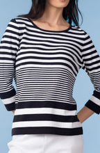 Navy and White Mixed Stripe Sleeve Jumper
