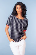 Navy and White Stripe Relaxed T Shirt