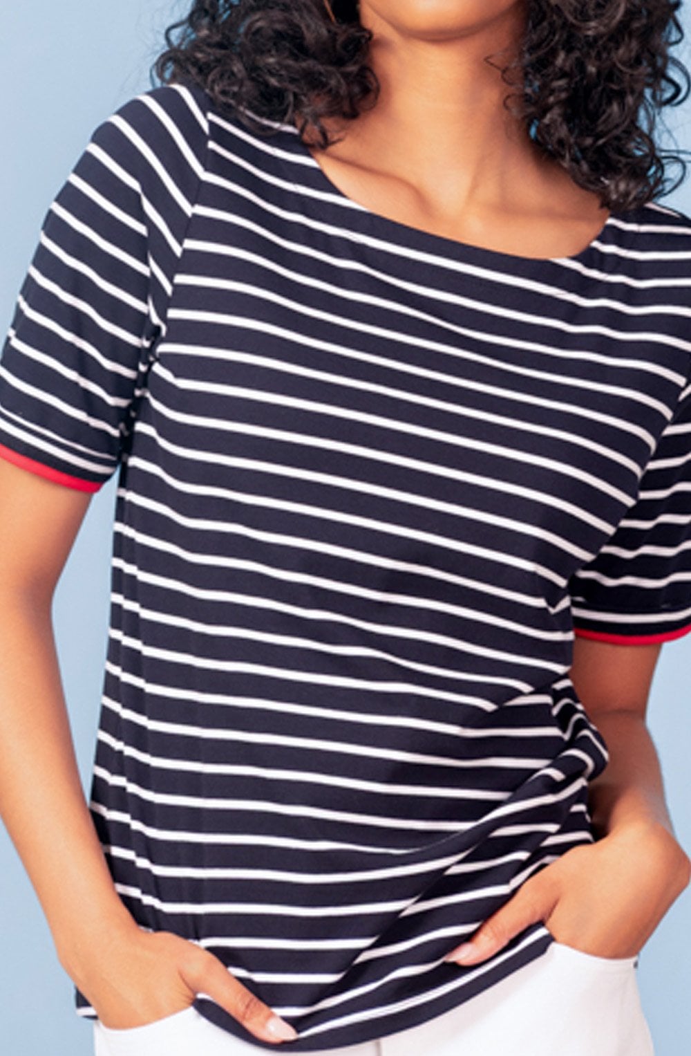 Navy and White Stripe Relaxed T Shirt