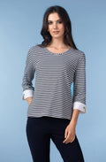 Navy and White Stripe Statement Cuff Top