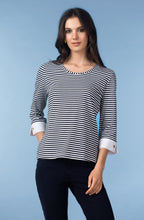 Navy and White Stripe Statement Cuff Top
