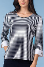 Navy and White Stripe Statement Cuff Top
