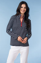 Navy and White Striped Quarter Zip Top