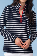 Navy and White Striped Quarter Zip Top