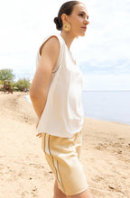 Off White Luxury Jersey V Neck Relaxed Top