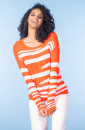 Orange and White Shimmer Pullover