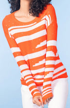 Orange and White Shimmer Pullover
