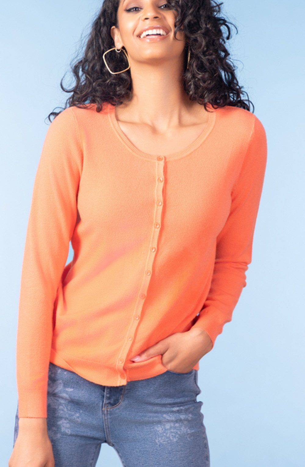 Orange Super Soft Fine Knit Cardigan