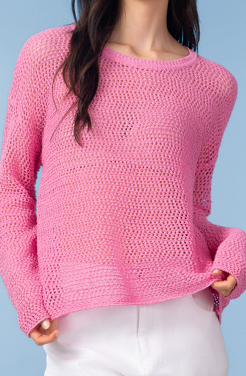 Pink Open Weave Pullover