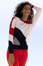 Red and Navy Colour Block Jumper