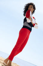 Red and Navy Colour Block Jumper