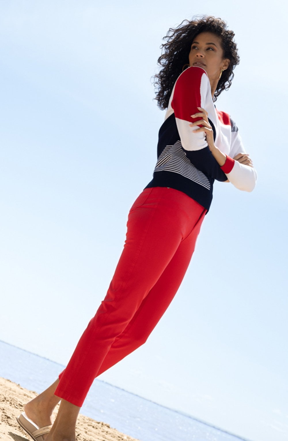 Red and Navy Colour Block Jumper