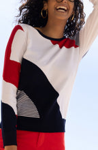 Red and Navy Colour Block Jumper