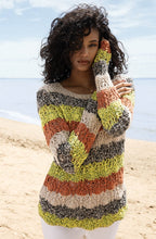 Sand and Orange Stripe Crochet Pullover
