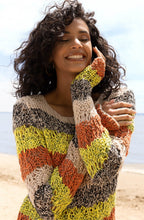 Sand and Orange Stripe Crochet Pullover