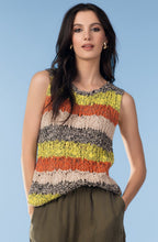 Sand and Orange Stripe Crochet Tank Top