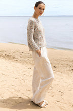 Sand Floral Print Wide Leg Trousers