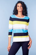 Turquoise and Green Bold Stripe Sleeve Jumper
